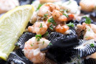 Black pasta with seafruit Black pasta with seafruit