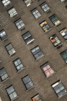 Windows of an old brick house