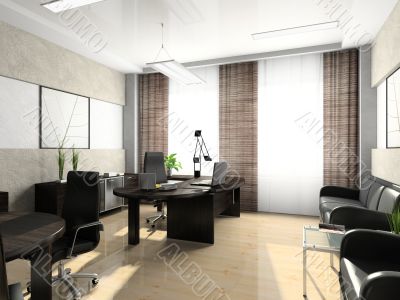 Interior of the cabinet in the office 3D rendering