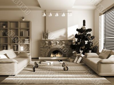 Christmas interior 3D rendering