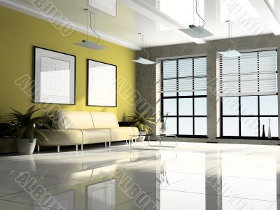 Office interior 3D rendering