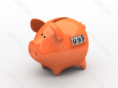 Orange piggy bank - counter on white background