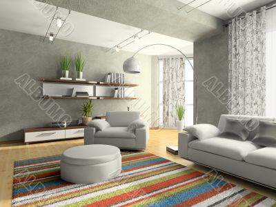 Home interior of drawing-room 3D rendering