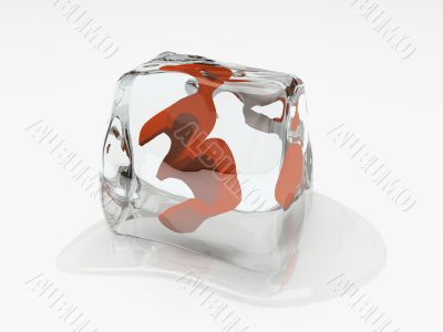 Numeral three n ice cube 3D rendering