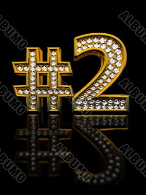Modern numeral two isolated on black background