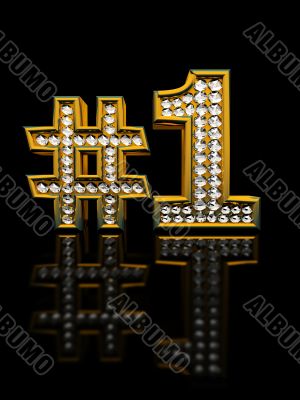 Modern numeral one isolated on black background
