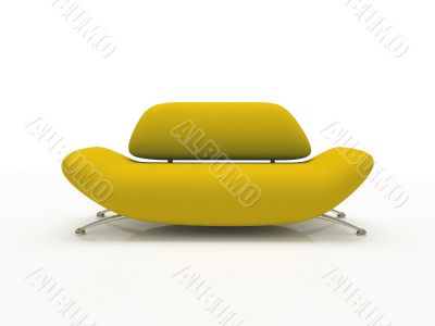 Yellow sofa on white background  insulated 3d