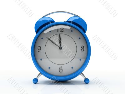 Blue alarm clock isolated on white background 3D