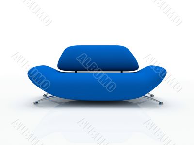 Blue sofa on white background  insulated 3d