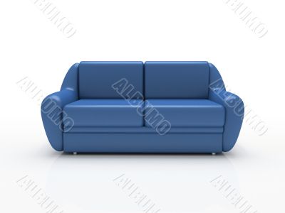 Blue sofa on white background  insulated 3d