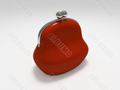 Red purse isolated on white background