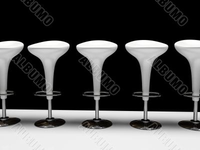 Stylish white cafeteria chair isolated on black background