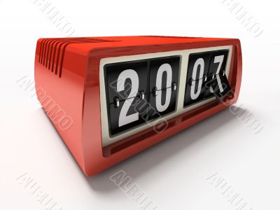 Red watch - counter on white background New year