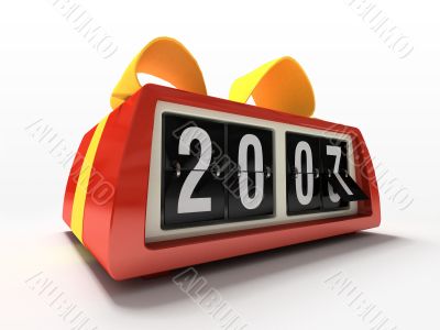 Red watch - counter on white background New year gift