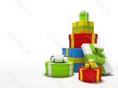 Colour gift boxes isolated on white background