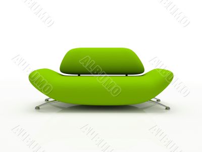 Green sofa on white background  insulated 3d