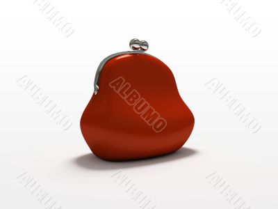 Red purse isolated on white background