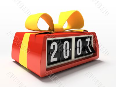 Red watch - counter on white background New year gift