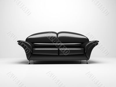Black sofa on white background  insulated 3d
