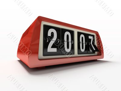 Red watch - counter on white background New year