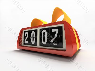 Red watch - counter on white background New year gift