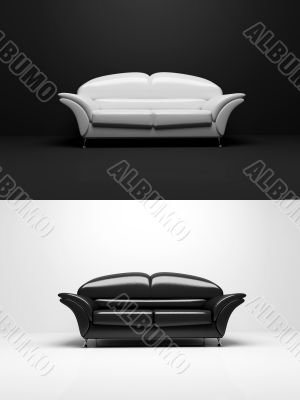 Black and white sofa monochrome object 3D