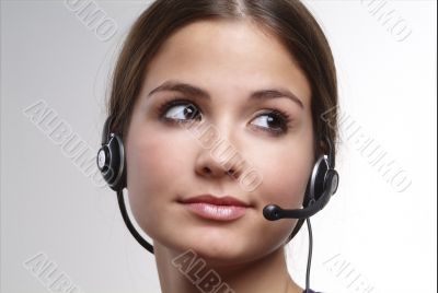 young woman with head set young woman with head set