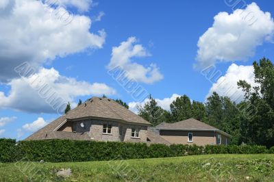 New house in a rich suburban neighborhood