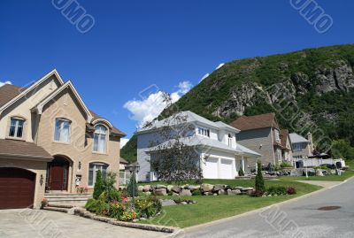 New houses in a rich suburban neighborhood