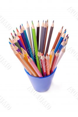 color pencil in blue cup