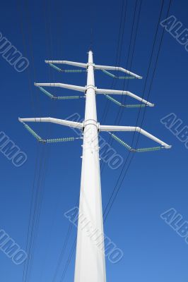 White power tower and the blue sky
