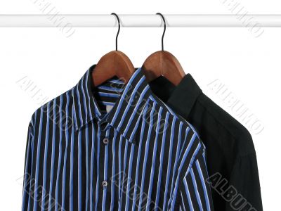 Two shirts on a rack