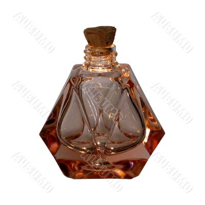 Antique glass perfume bottle, isolated