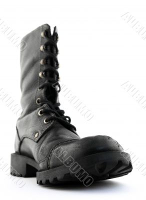 Army style black leather boot