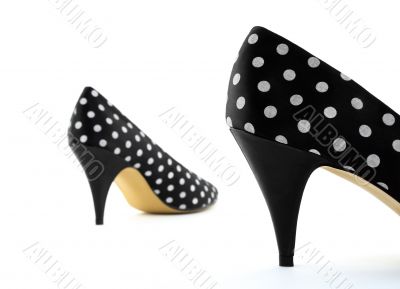 Black polka high heel shoes