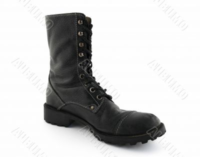 Army style black leather boot