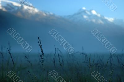 Morning mist in mountains.