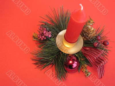 Christmas decoration with red candle