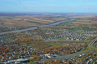 Aerial view of residential area