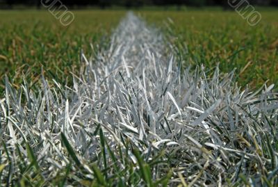 Closeup of boundary line on a football field