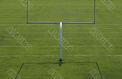 American football playing field with goal posts