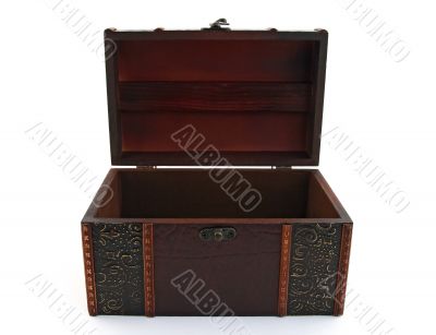 Empty wooden treasure chest