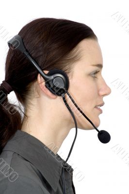 customer services girl from the side