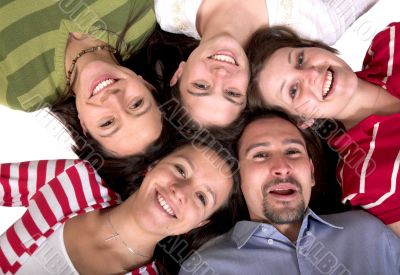 happy friends on the floor