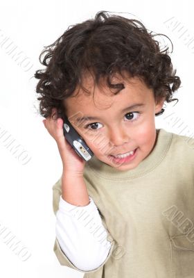cute kid talking on the phone
