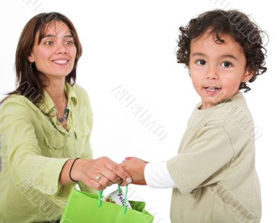 happy kid receiving a gift