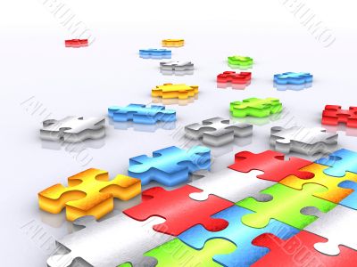 colourful unfinished puzzle - 3d render 2