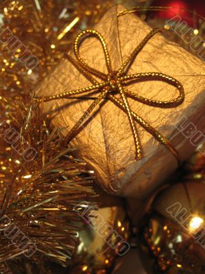 Golden christmas gift box