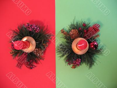 Christmas decoration with two candles