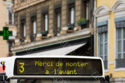 Displayed message on French bus